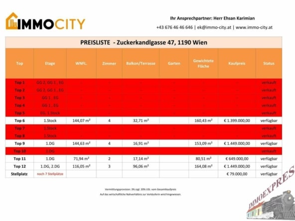 Preisliste Dezember 2025