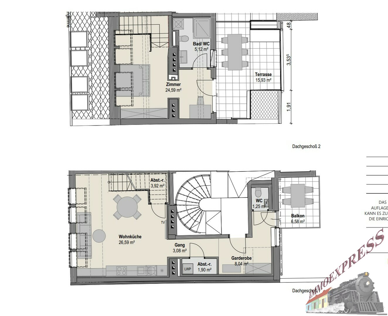Grundriss DG 1 u. 2